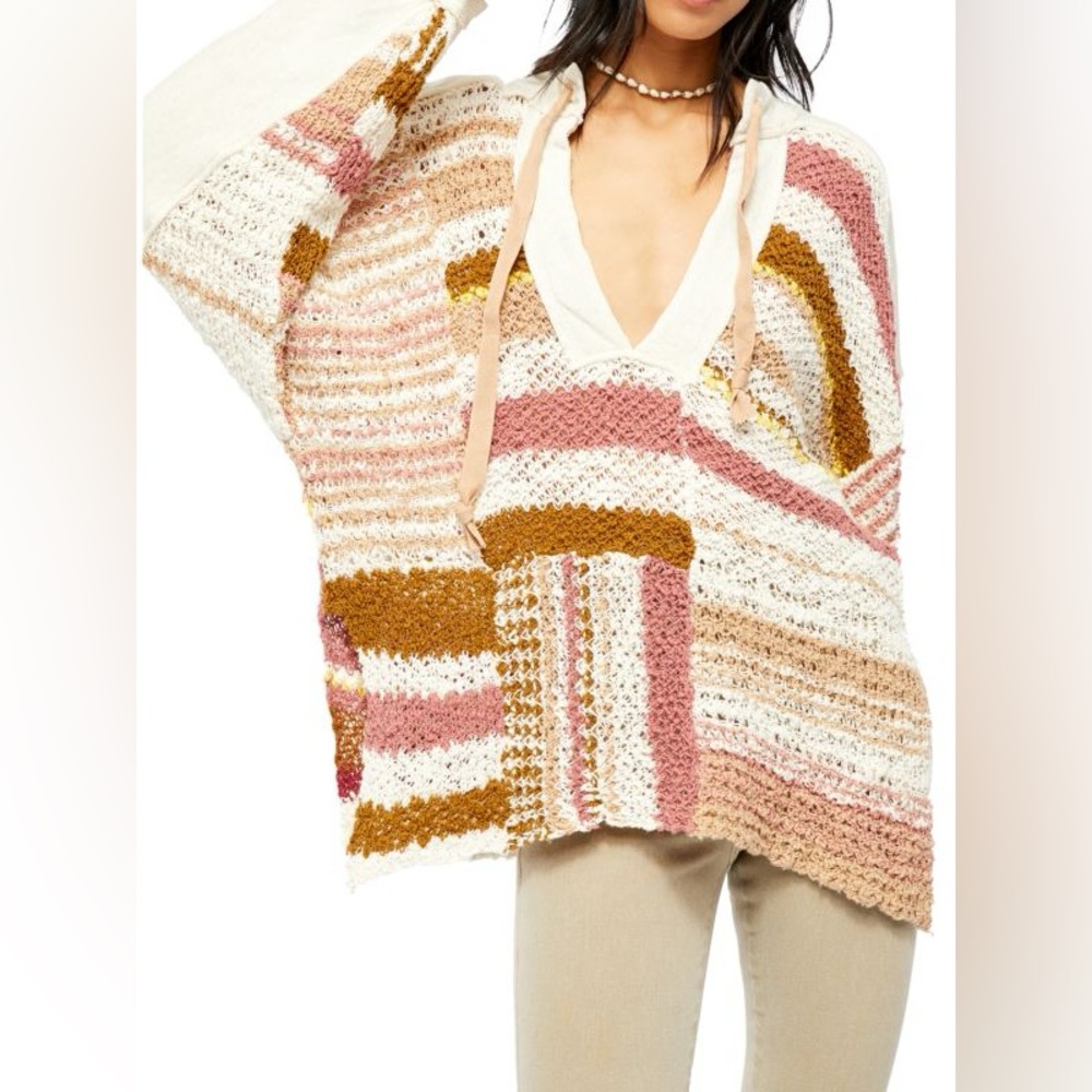 Free People Bayside Tunic Sweater Romance Combo Small
